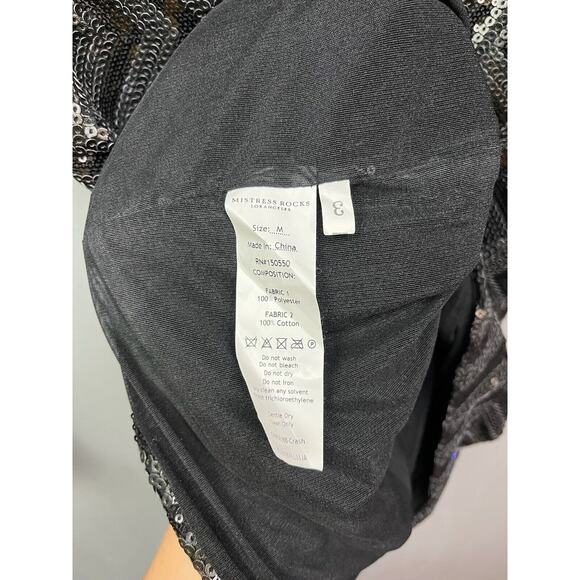 Mistress Rocks Crash Dress Womens medium Black Sequin Bodycon Mock Neck - Picture 5 of 8